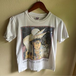 Vintage 1992 One with the Earth Tshirt. Oswegatchie School. Youth Large